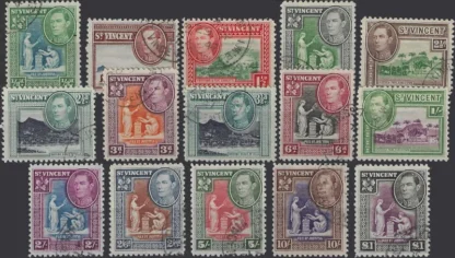 King George VI, St Vincent 1938, ½d - £1, SG 149 - 59