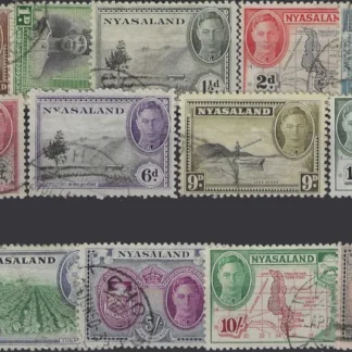 King George VI, Nyasaland 1945, ½d - 20/- , SG 144 - 57