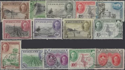 King George VI, Nyasaland 1945, ½d - 20/- , SG 144 - 57