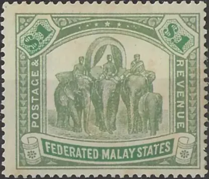 Federated, Malay States 1907, $5 Crown CA WMK, SG 48