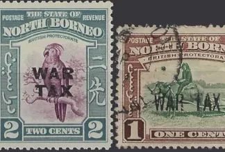 Postage Revenue, North Borneo 1941, 1c & 2c, SG 320 - 21