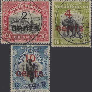 Postage & Revenue, North Borneo 1916, SG 186 - 88