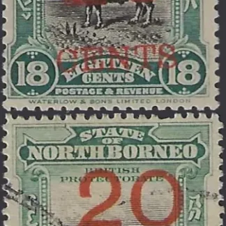 Postage & Revenue North Borneo 1909, 20c, 18c, SG177, 177a