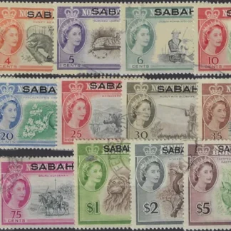 QE II Definitives, Sabah 1964, 1c - $10, SG 408 - 23