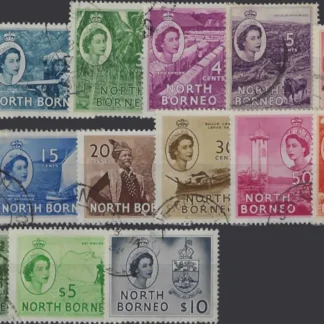 QE II Defin., North Borneo 1954-9, 1c - $10, SG 372-86