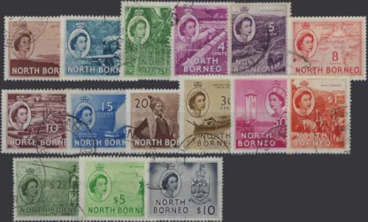 QE II Defin., North Borneo 1954-9, 1c - $10, SG 372-86