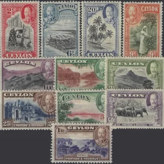 Postage & Revenue, Ceylon 1935 - 36, 2c - 1R., SG 368 - 78