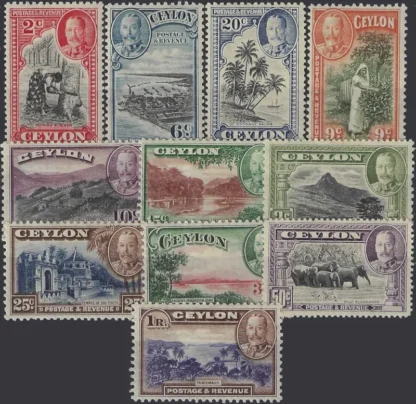 Postage & Revenue, Ceylon 1935 - 36, 2c - 1R., SG 368 - 78