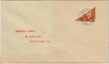 Bisect on cover, Guernsey 1940, 2d, SG 482a