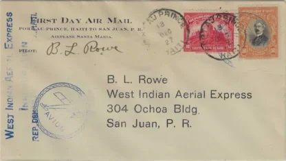 First Day Air Mail, Haiti 1927, 10cen & 60cen