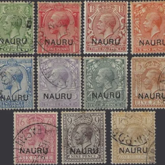 King George V, Nauru 1916-23, ½d - 1/-, SG  1-11
