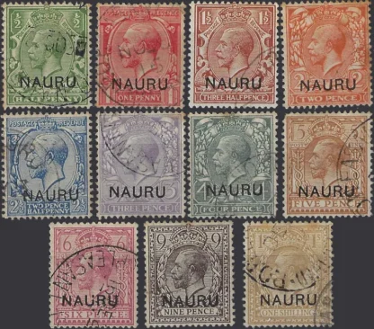 King George V, Nauru 1916-23, ½d - 1/-, SG  1-11