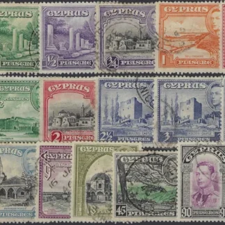 Pictorials, Cyprus 1938, ¼d - £1, SG  151-63