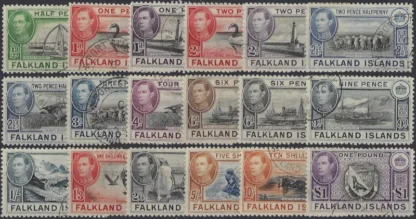 Pictorials, Falkland Islands 1938, ½d  - £1, SG  146-63