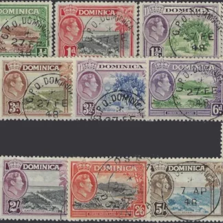 King George VI, Dominica 1938, ¼d - 10/-, SG  99-109