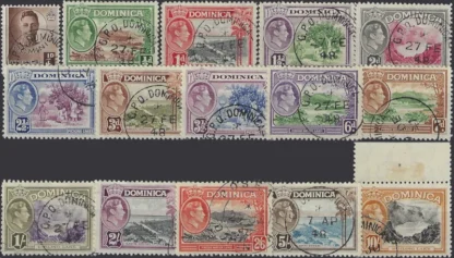 King George VI, Dominica 1938, ¼d - 10/-, SG  99-109