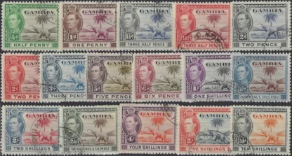 King George VI, Gambia 1938, ½d - 10/-, SG  150-61