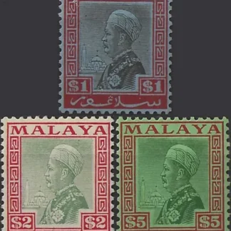 Monarch, Selangor 1936, $1 - $5 (3 Top Values), SG 83-5