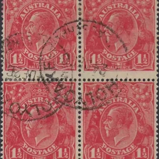 KGV, Australia 1926, 1½d Single WMK, ACSC 89(25-28)e