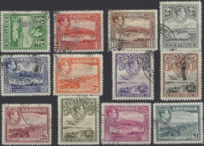 King George VI, Antigua 1938, ½d - £1, SG 98 - 109