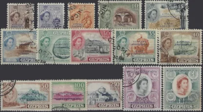 Queen Elizabeth II, Cyprus 1960-61, 2m-£1, SG 188-202
