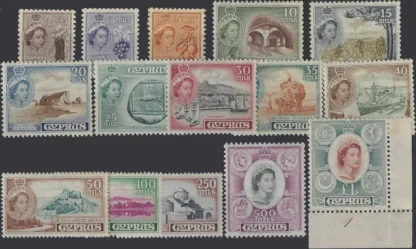 Queen Elizabeth II, Cyprus 1955-60, 2m-£1, SG 173-187
