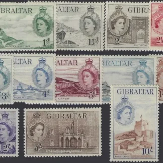 Queen Elizabeth II, Gibraltar 1953-59, ½d-£1, SG 145-158