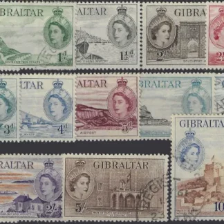 Queen Elizabeth II, Gibraltar 1953-59, ½d-£1, SG 145-158