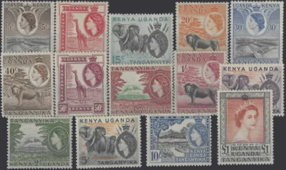 Queen Elizabeth II, Kenya 1954-59, 5c-£1, SG 167-180