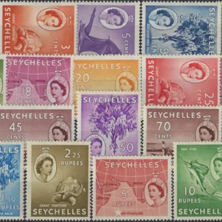 QE II, Seychelles 1954 - 61, 2c - 10R, SG 174 - 188