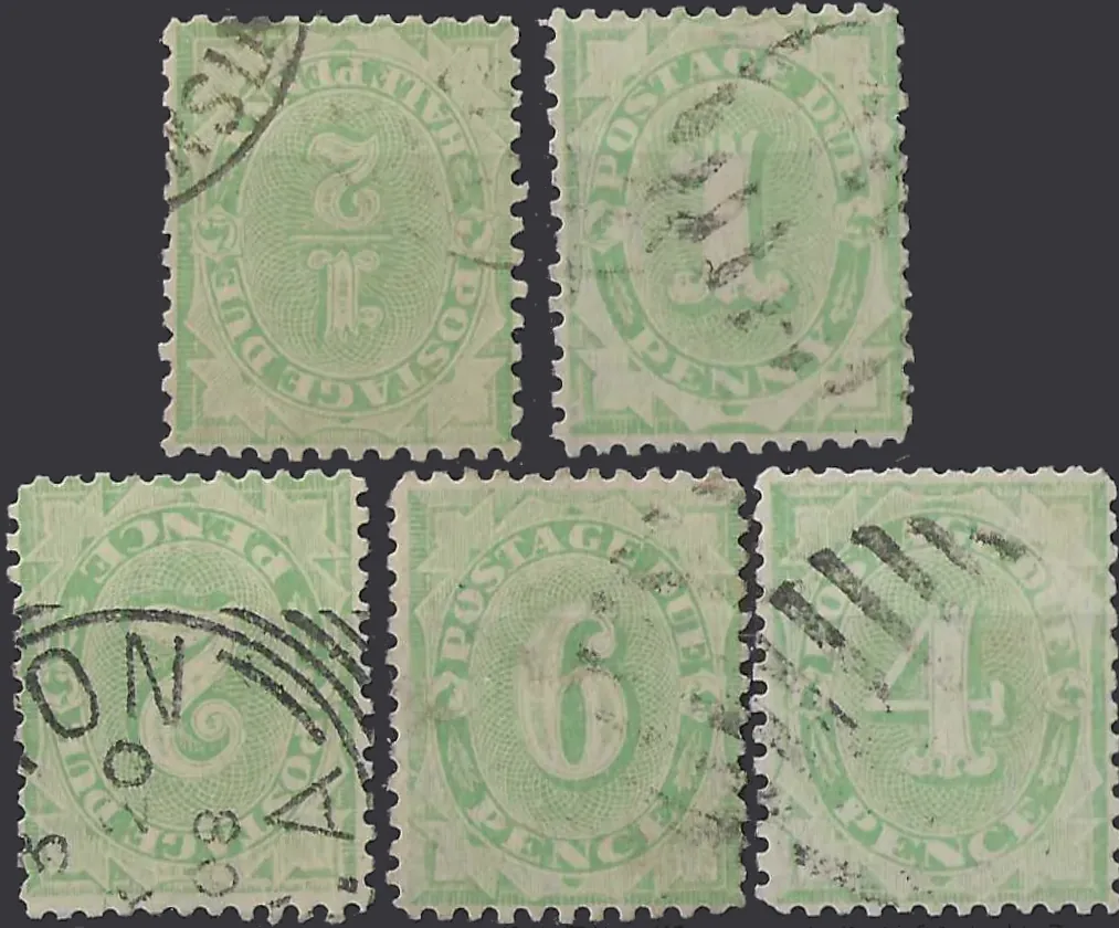 Postage Due, New South Wales 1907, ½d-6d, SG D53-57