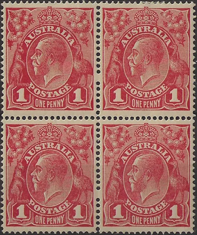 King George V, Australia 1914, 1d, ACSC 71A(l)ic x2