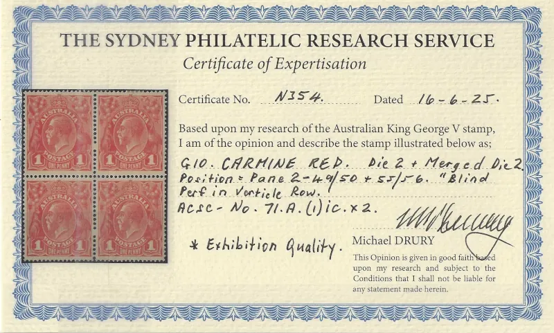 King George V, Australia 1914, 1d, ACSC 71A(l)ic x2 - Image 2