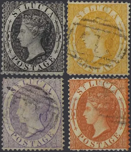 Queen Victoria, St Lucia 1864, WMK CC P.14, SG 15-18