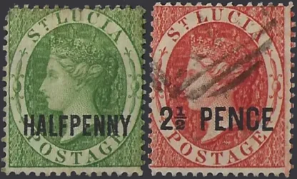 Queen Vic, St Lucia 1881, ½d-2½d WMK CC P.14, SG 23-24