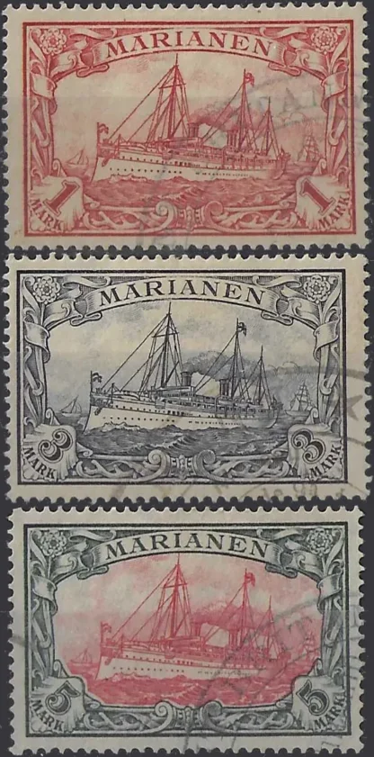 German Occupation, Mariana Islands 1901, SG 22, 24, 25
