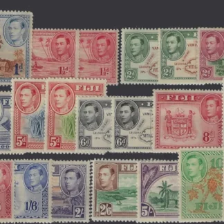 King George VI, Fiji 1938-55, ½d - £1, SG 249-266b