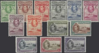 King George VI, Gold Coast 1938, ½d - 10/-, SG 120-132