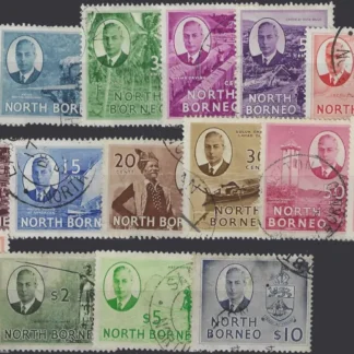 KEVI, North Borneo 1950-52, 1c - $10, SG 356-70 & 366a