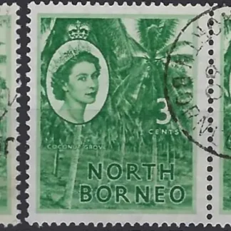 QE II, North Borneo 1959 & 57, 3c, SG 374a(pair) & 374
