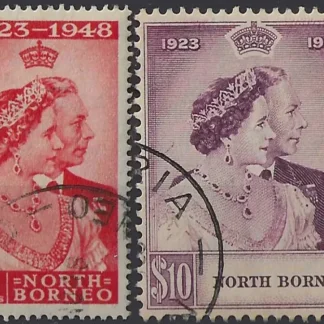 Silver Wedding, North Borneo 1948, 8c & $10, SG 350 - 1