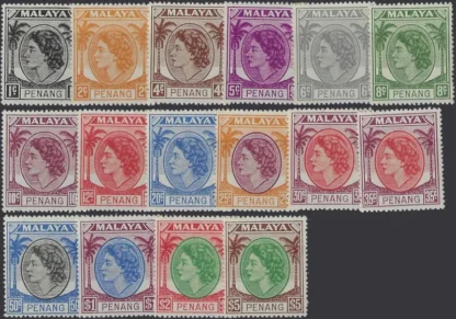 Queen Elizabeth II, Penang 1954-57, 1c - $5, SG 3 - 22