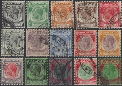 KEV, Straits Settlements 1936, 1c - $5, SG 260 - 74