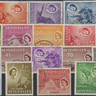 QE II, Seychelles 1954-61, 2c - 10Ru, SG 174 - 88