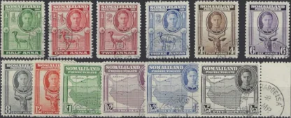 KEVI, Somaliland Protectorate 1942, ½An - 5Rs, SG 105 - 16