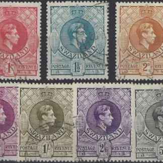 King George VI, Swaziland 1938, ½d - 10/-, SG 28 - 38
