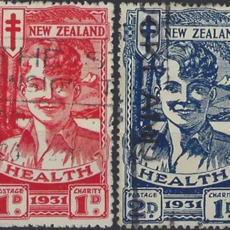 Smiling Boy, New Zealand 1931, 1d & 2d, SG 546 - 47