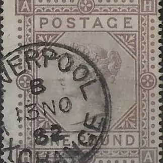 Queen Victoria, GB 1878, £1 Maltese Cross WMK, SG 129