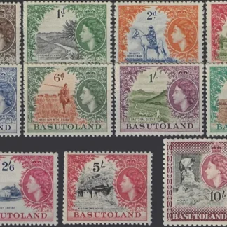 Queen Elizabeth II, Basutoland 1954, ½d-10/-, SG 43-53