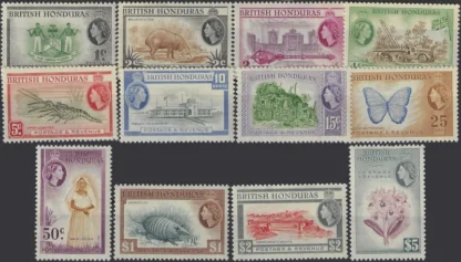Queen Elizabeth II, British Honduras 1953, 1c-$5, SG 179-90
